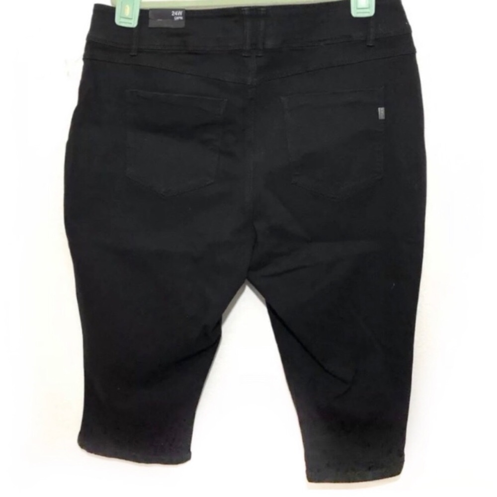 Black Soft Stretch Capri Jeans 1822 Denim Size 24W - Picture 2 of 8